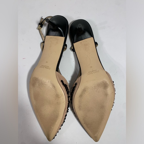 Zara Slingback Kitten Heel Beaded 42 US 11.5 - Picture 6 of 6